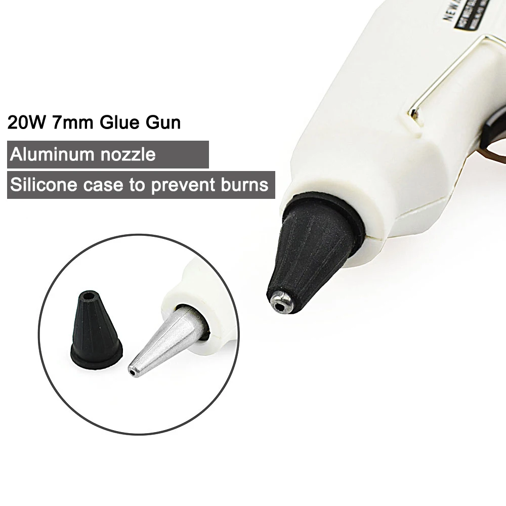 NEWACALOX 20W EU Plug Hot Melt Glue Gun with Free 1pc 7mm Glue Stick Industrial Mini Guns Thermo Electric Heat Temperature Tool