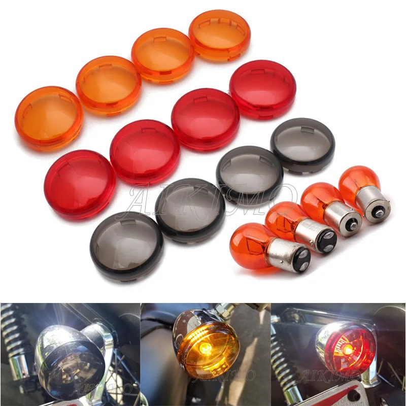 Motorcycle Turn Signal Light Indicator Lens Cover With Light Bulbs For Harley Davidson Touring Softail Dyna Sportsters