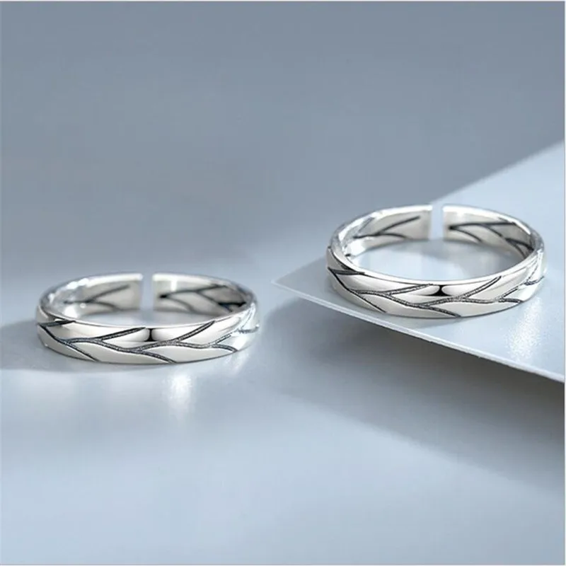 New Arrival Exquisite Thai Silver Crack 925 Sterling Silver Plated Jewelry Simple Tree Pattern Personality Opening Rings TYB438