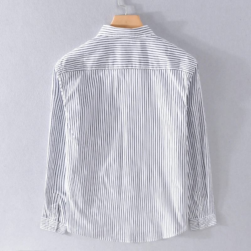 قمصان مخططة غير رسمية بأكمام طويلة بتصميم إيطالي جديد للرجال قميص أسود عصري للرجال قميص علوي قميص camisa #3