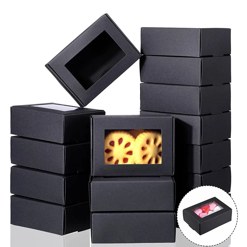 300Pcs Kraft Paper Box with Window Soap Boxes Present Box Present Packaging Box For Soap Packaging Favor Candy Jewelry Display