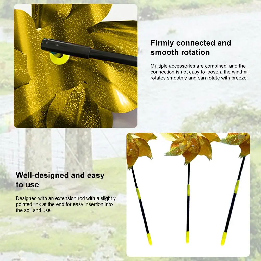 5Pcs Anti-birds Pinwheels Reflective Windmill Repellents for Scaring Birds Away from Garden Yard Lawn Farm