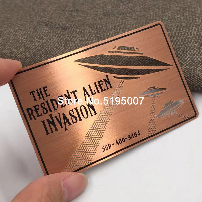 

customized brush surface rose gold plating metal business name card