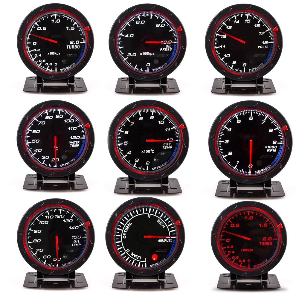 

2.5" 60mm Red/White Display Gauge Turbo Boost Wat.Temp Oil Temp Oil Pres Voltage Tachometer Rpm Air Fuel Ratio EGT Car Meter