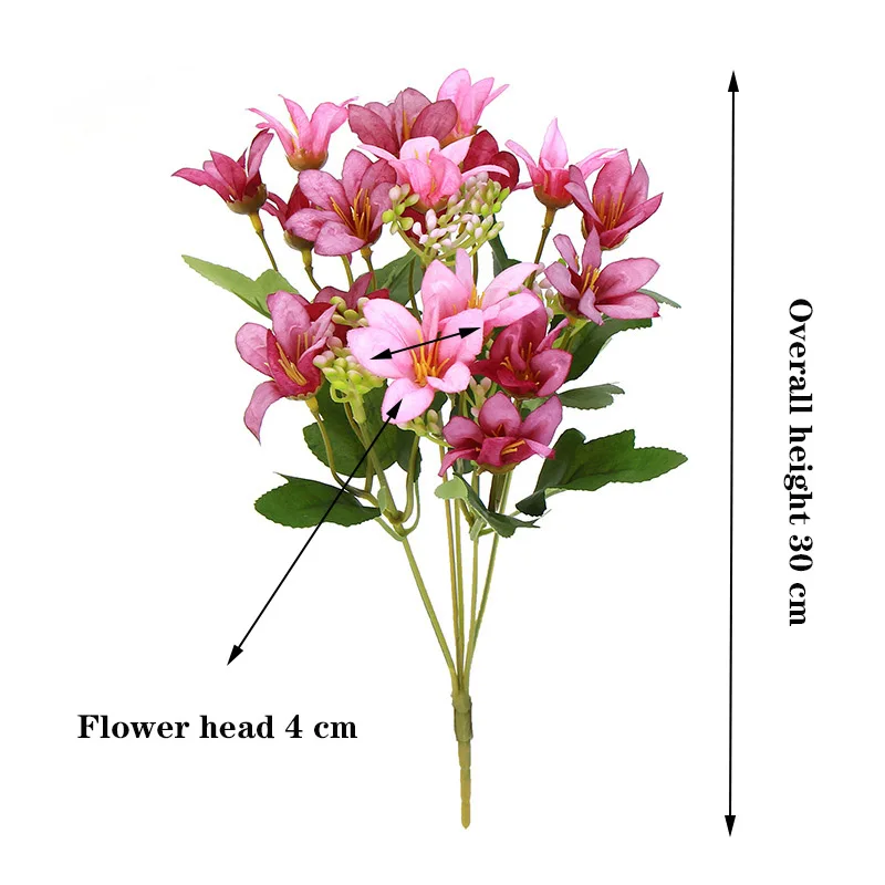 18 heads 1 piece of silk artificial flower lily European style multicolor fake bridal bouquet wedding family party decoration DI