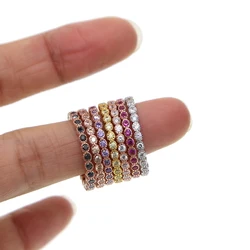 100% 925 sterling silver 7 color stack stackable fashion girl women design jewelry birthstone rose gold silver mix color cz ring