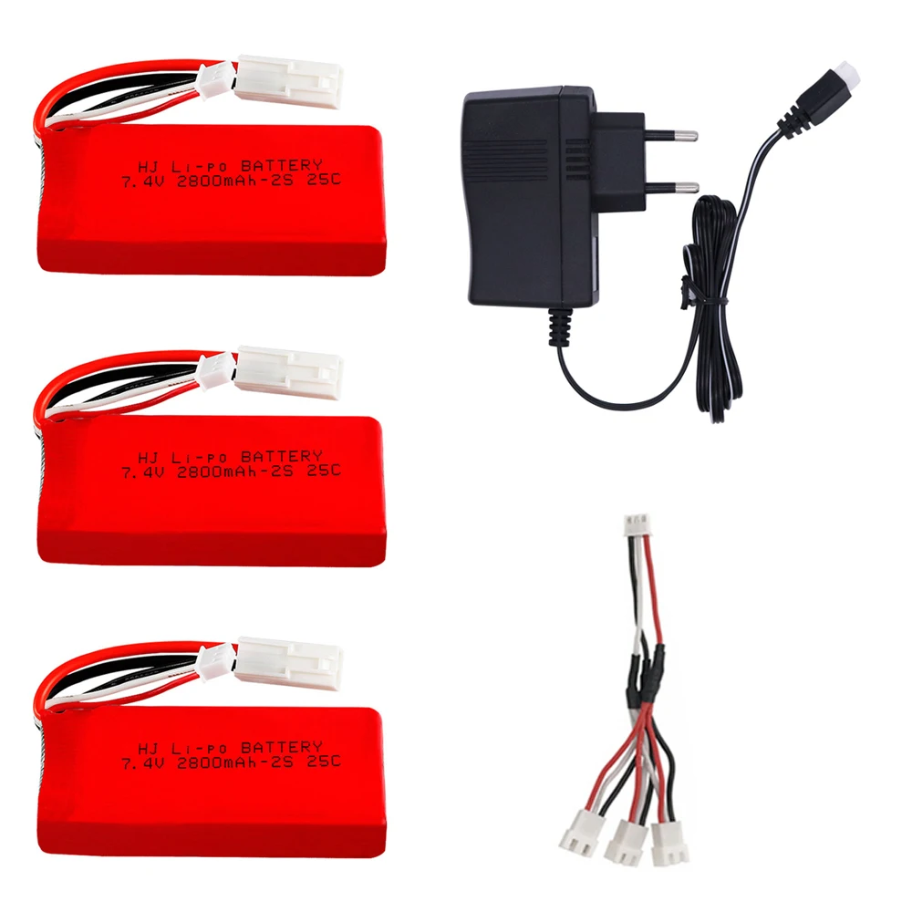 

7.4V 2800mAh Replacement Lipo Battery with charger cable for Feilun FT009 Remote Control toys Boat Spare accessories 7.4V 2S 25C