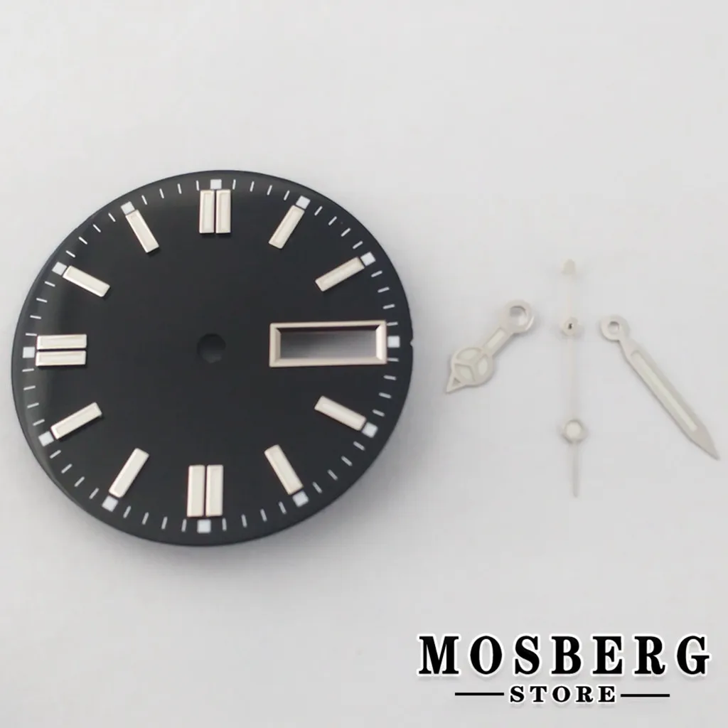 29mm Sterile Accessories Luminous Watch Dial Watch Hands With Date Window  For NH36 NH36A Movement