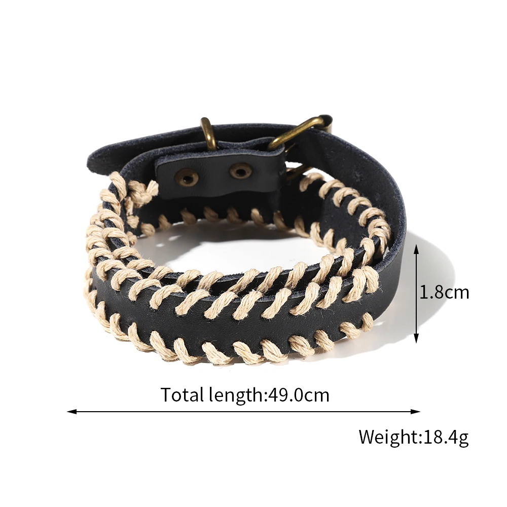 WYBU Handmade Adjustable Casual Braided Leather Bracelet for Men Women Cuff Wrap Bracelet Black Brown Pin Clasp Belt Bracelets