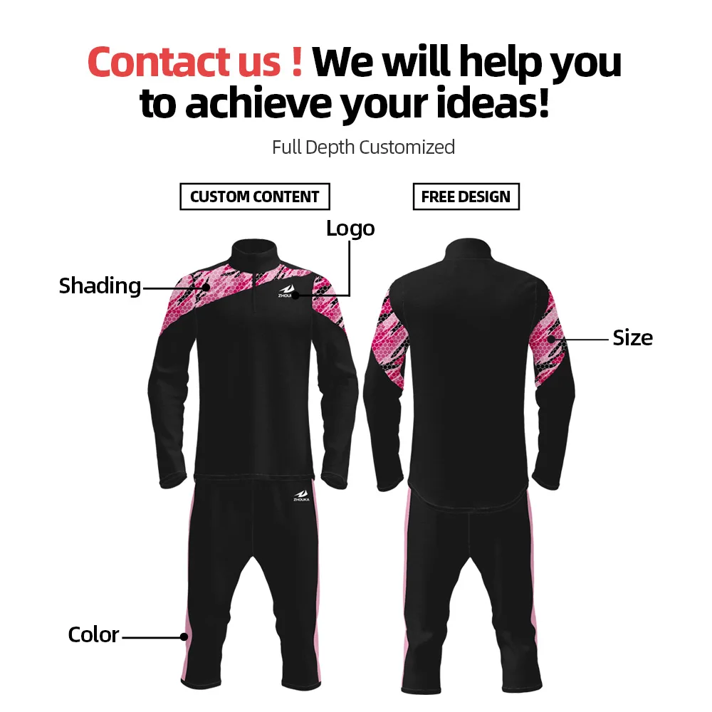 Zhouka tracksuits profession design custom jogging suit men sports track suit