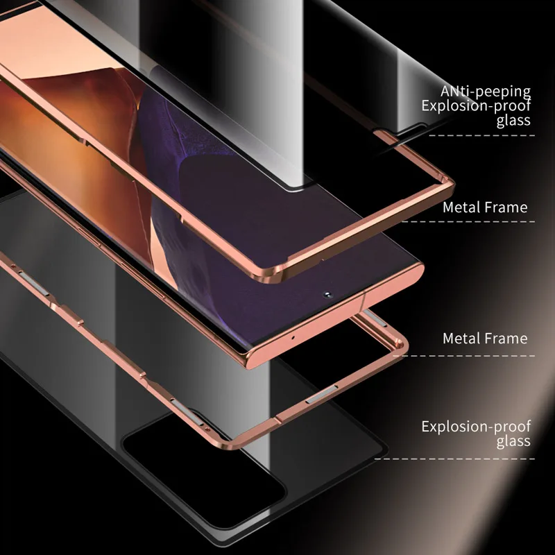 금속 마그네틱 엿보기 프라이버시 보호 커버, 삼성 갤럭시 노트 20 울트라 S22 S21 플러스 S20 Fe 5G 휴대폰 케이스