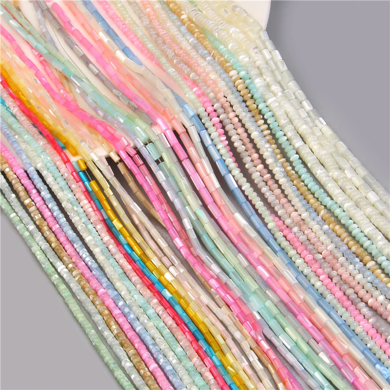 Multi Shape Natural Glitter Shell Beads Rondelle Dyed Mother of Pearl Bead for Bracelet Earrings DIY Jewelry Making Accestories