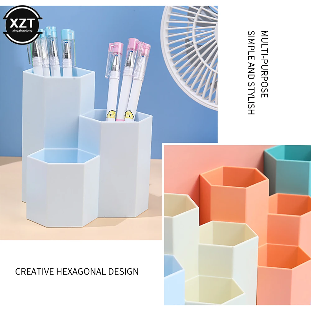 High Quality 1PC Hexagonal Pen Holder Container Stationery Organizer Storage For Home and Office Desktop Storage Box