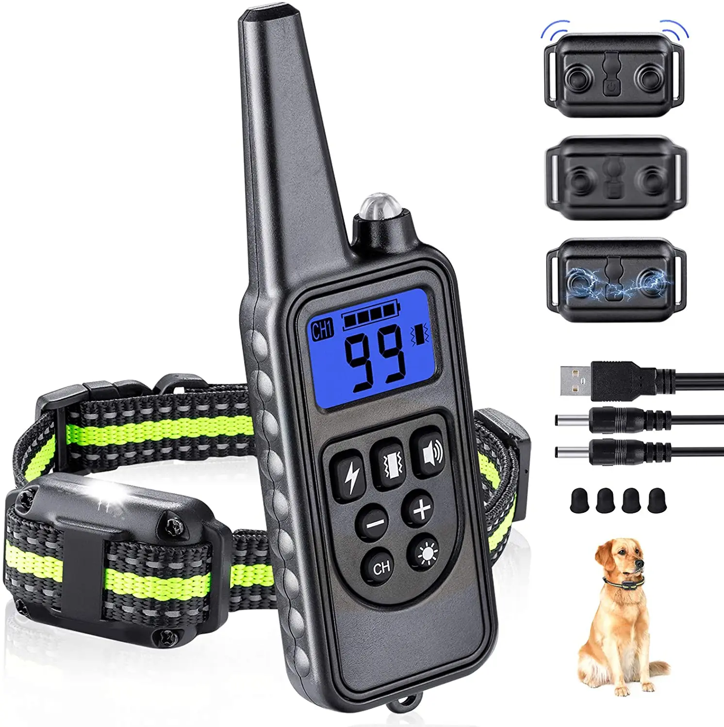 

Dog Training Collars Dog Shock Collar with Remote 2600 feet 3 Modes Beep Vibration Shock IPX7 Waterproof USB Charging