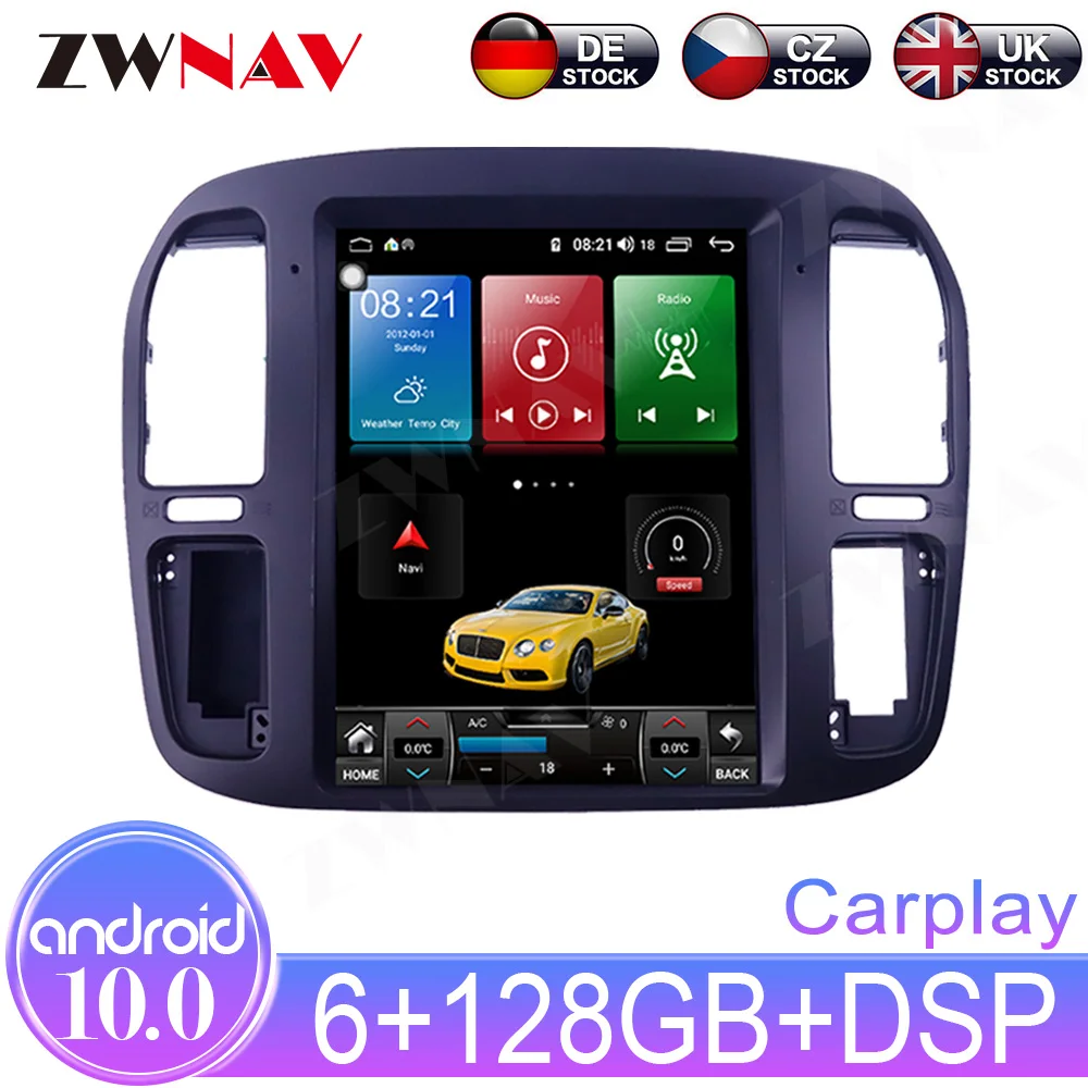 

Автомобильная Мультимедийная система Tesla Style Android 10,0 для Lexus LX470 Toyota Land Cruiser LC100 1998-2007, Автомобильный GPS навигатор, стерео