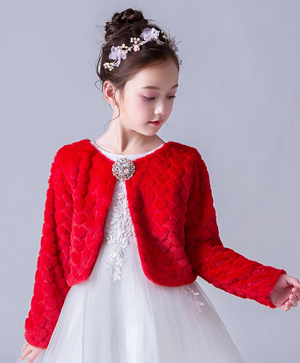 Winter Warm Princess Long Sleeve Cape Kid\'s Coat For Girls Children\'s Jacket Outerwear Wedding Party Shawl 12 13 Years