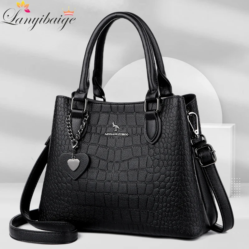 

Genuine Brand Leather 3 Layers Alligator Crossbody Bag For Women Female Shoulder Messenger Sac Luxury Designer Ladies Handbags