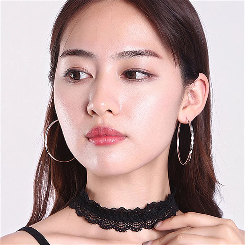 Fashion 925 Sterling Silver Earrings Round 5ccm Big Earrings For Women Charm Jewelry Gift
