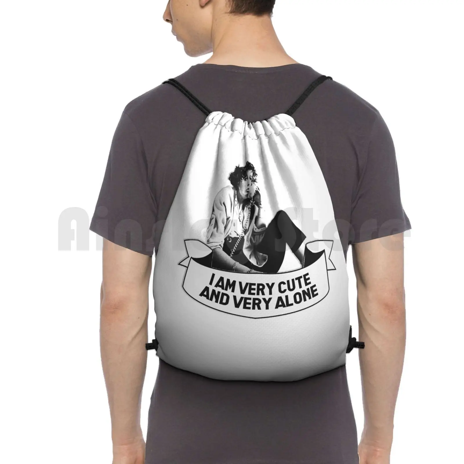 Ferris Bueller-I Am Very Cute And Very Alone Backpack Drawstring Bags Gym Bag Waterproof Jeannie Bueller Jeanie Bueller