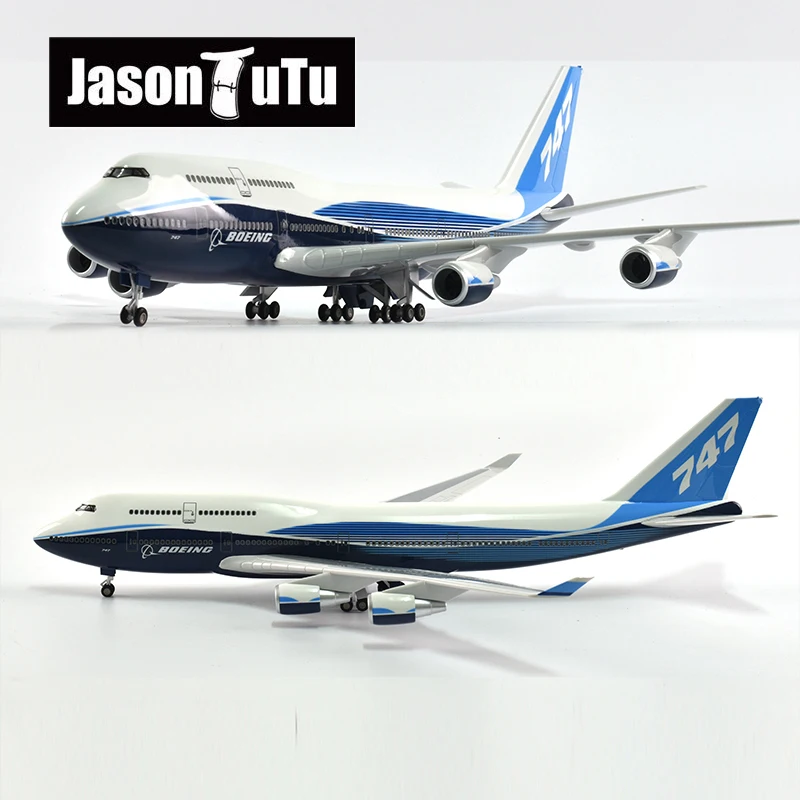 

JASON TUTU 43-47cm Airplane Model Aircraft Original Models Boeing B747 1/160 Scale Diecast Resin Light and Wheel Plane Gift