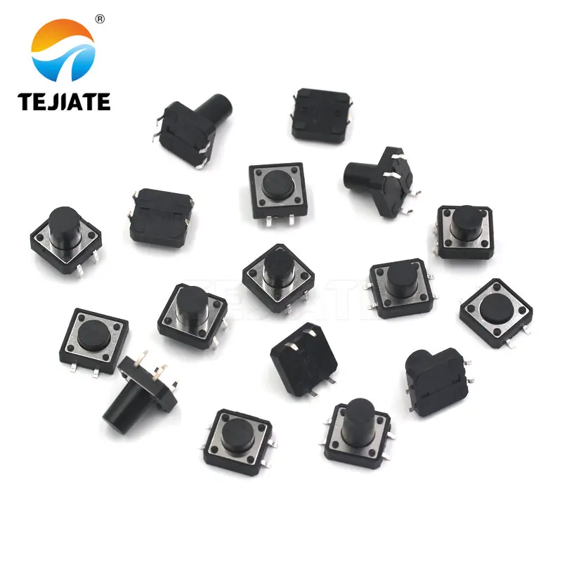 20PCS Direct-insertion Vertical 4 Legs Touch Key Microswitch Erect 4 Foot Button Switch 12*12*4.3/5/5.5/7/7.5/8/9/10/12/13/15MM