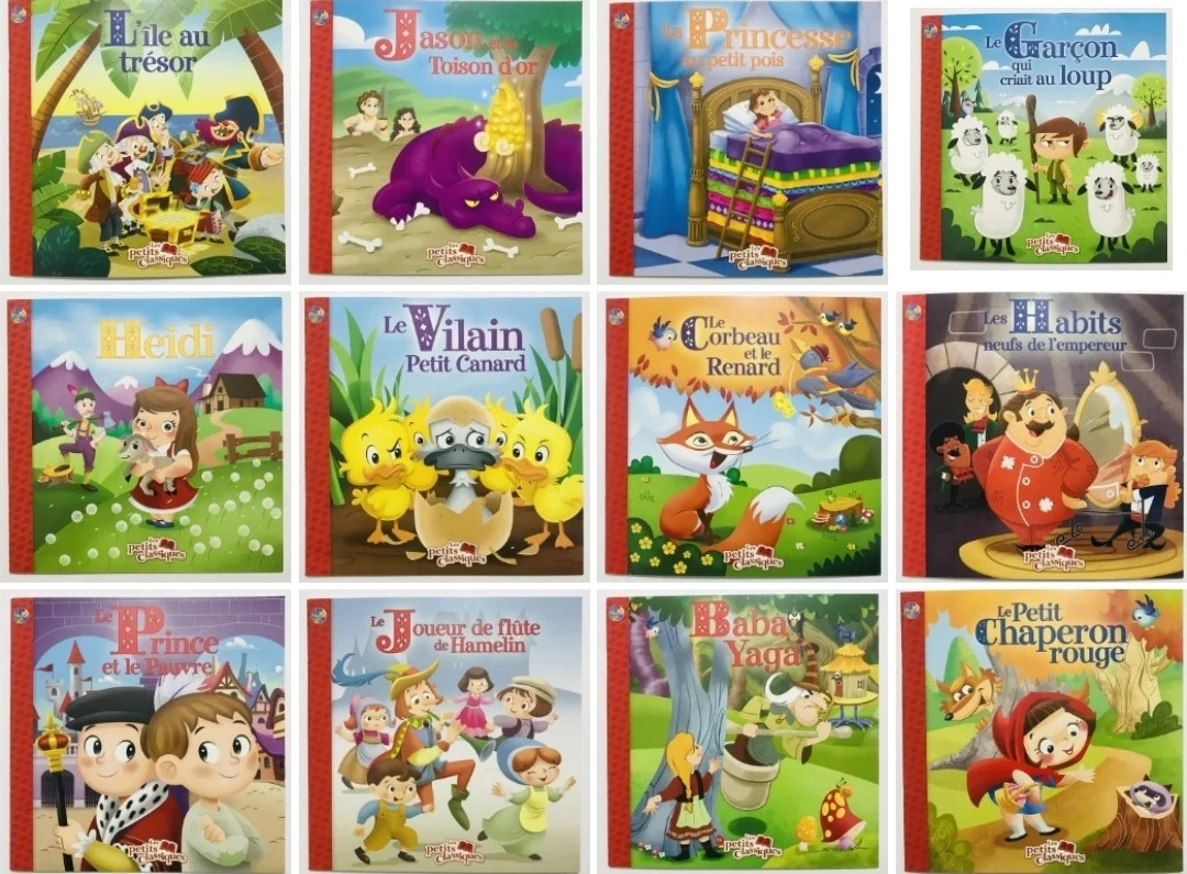 

3 Books Parent Child Kids Toddler Baby French Early Education Enlightenment Classic Fairy Tale Story 3D Cardboard Book Age 0 - 6