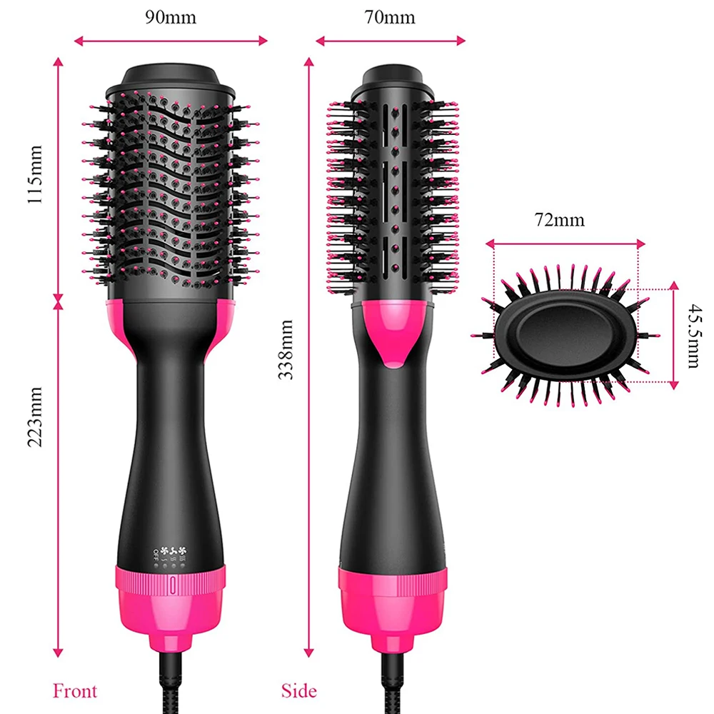 Hot Air Brush Multi-Function Hair Dryer Straightener Curler Comb One Step Professional Salon Hair Styler and Volumizer Ion Blow