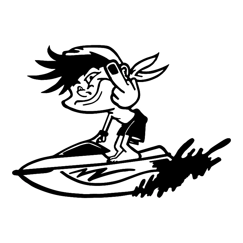 15*10,5 см грубый водный мотоцикл, водитель, дающий палец, автомобиль, грузовик, окно, наклейка, милый юмористизм, автомобильная наклейка