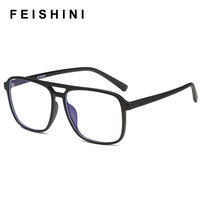 Feishini-Gafas de ordenador para mujer, lentes de radiación de rayos cuadrados grandes, Gamin, de plástico de titanio, Unisex, Anti luz azul