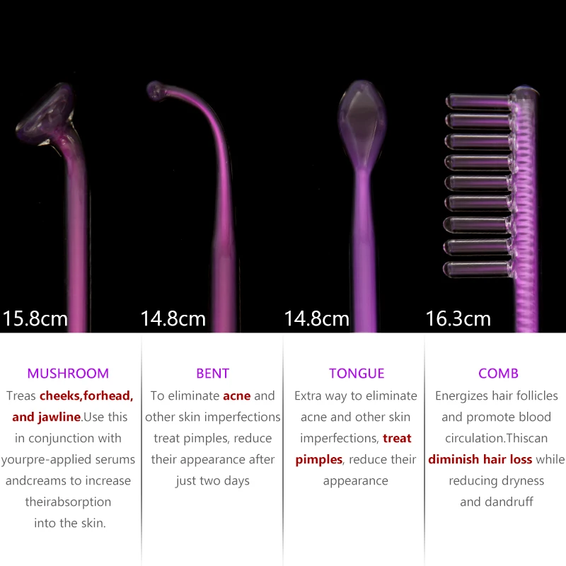 DARSONVAL High Frequency Facial Machine Electrotherapy Wand Argon Glass Darsonval Acne Remover Face Body Spa Home For Hair