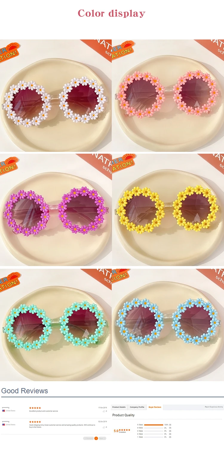 Neue Kinder Sonnenbrille Kinder Runde Blume Sonnenbrille Mädchen Jungen Baby Sport Shades Gläser UV400 Outdoor Sonnenschutz Brillen – Detail 4