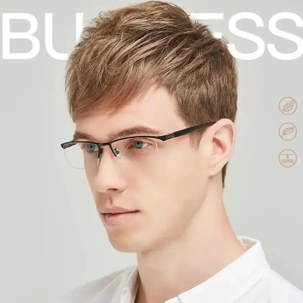 Men Metal Eye Protection Vision Care Business Eyeglasses Ultra Light Frame Reading Glasses Myopia Glasses