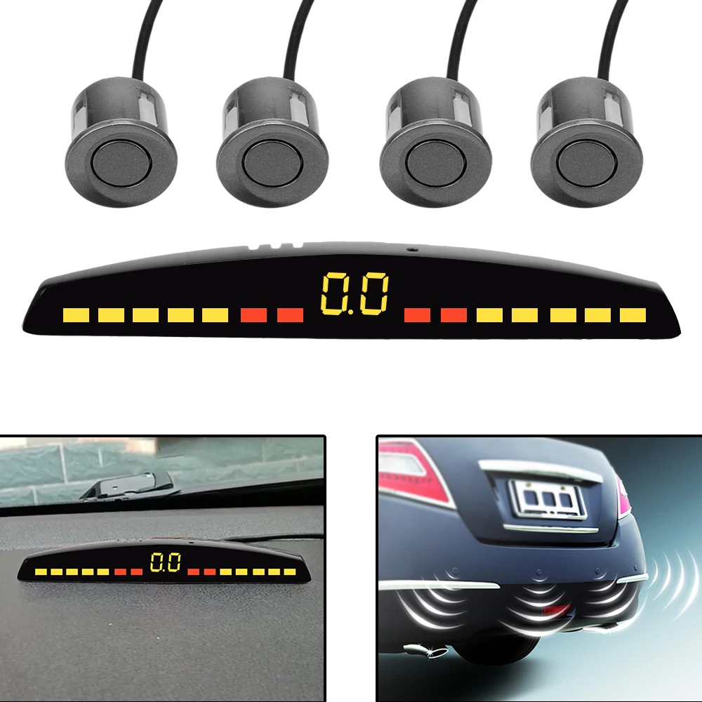 LEEPEE Universal Auto LED Parkplatz Sensor Auto Auto Detektor Parktronic Reverse Backup Radar Monitor System Kits Mit 4 Sensoren