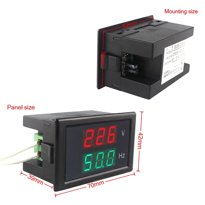 AC 80-300.0V 45-65HZ Frequency Meter Dual Display Frequency Measurement Voltage Voltmeter Hertz/HZ Meter With Red Led