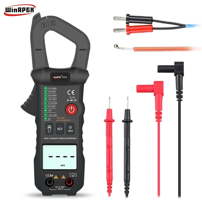 Digital Clamp Meter Accuracy LCD AC/DC 600A Current 700V Voltage Amp Ohm Capacitance Diode Temp Tester RMS NVC Auto Multimeter