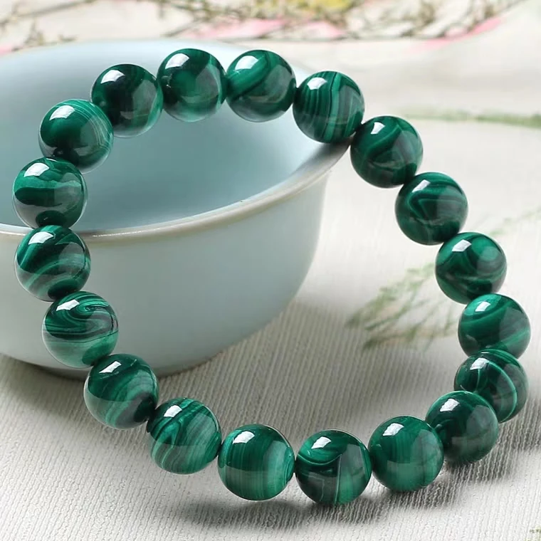 Natural Green Malachite Gemstone Round Beads Bracelet Women Men Malachite Stretch Chrysocolla Jewelry 8mm 10mm 12mm 14mm AAAAA