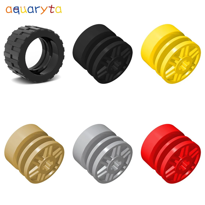 

AQUARYTA 4pcs Technology Building Car Toys 18x14mm Wheel Hub & 24x14mm Tire Compatible 55982 55982 DIY Assembles Toys for Teen