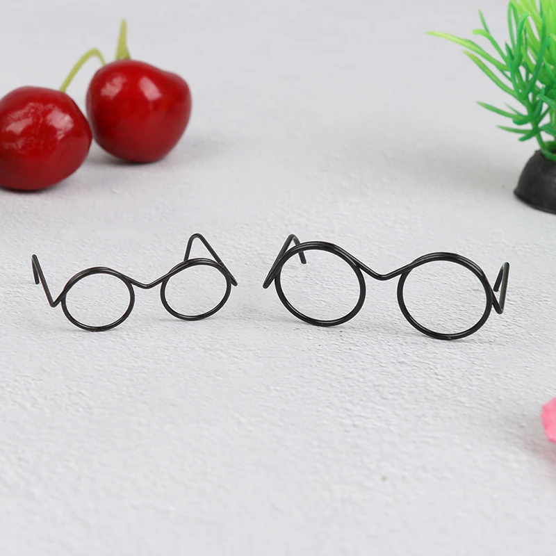 10Pcs Fashion Round Frame Lensless Retro Cool Doll Glasses For Doll 30cm Round Frame No Lens Retro Cool Doll Glasses Black