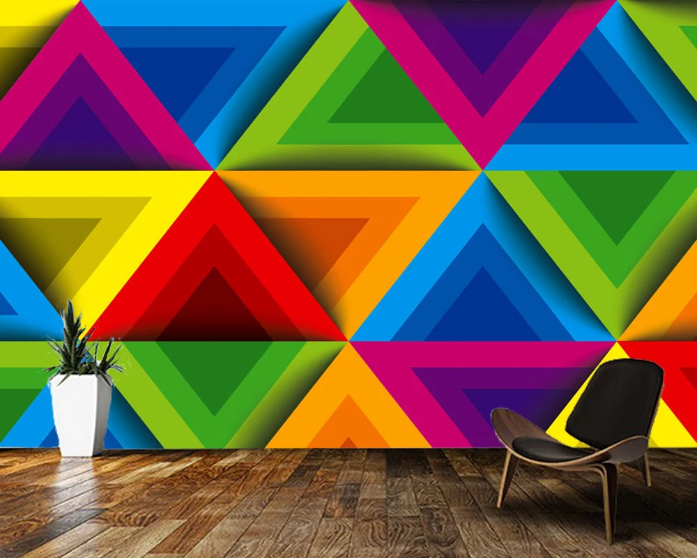 

Custom papel de parede infantil,Colorful triangle geometric mural for living room sofa TV wall bedroom 3d wall murals wallpaper