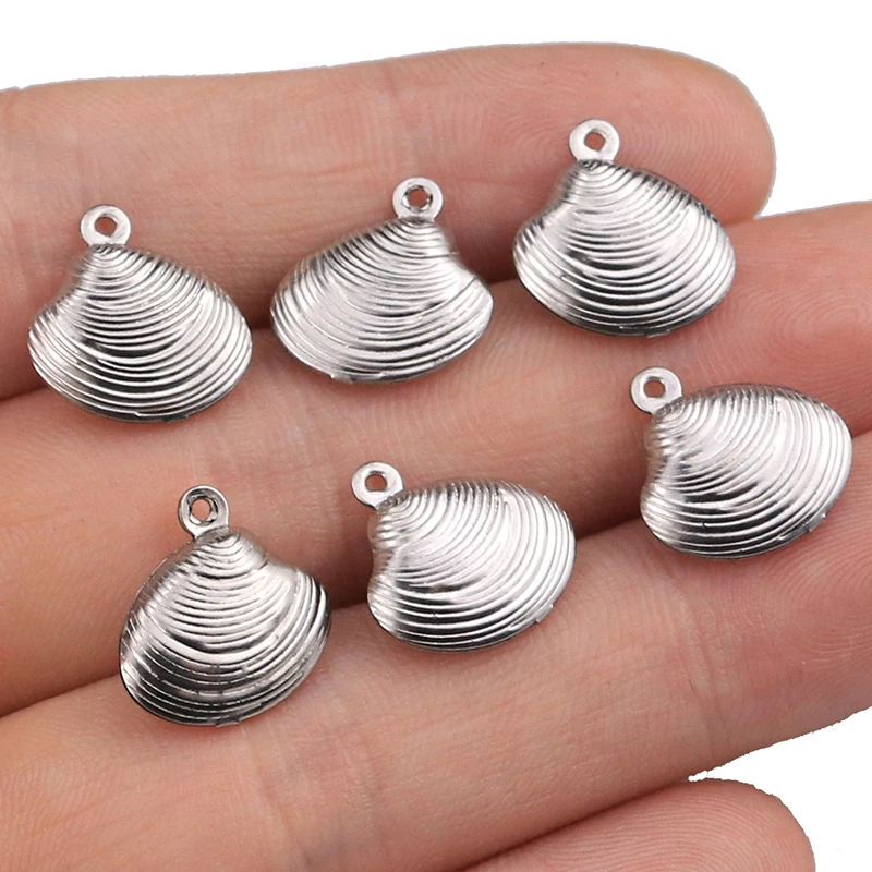 10pcs/lot Charms Double Sided Shell 13*14mm Stainless Steel Making Pendant for DIY Charms for Jewelry Making Bracelet Necklace