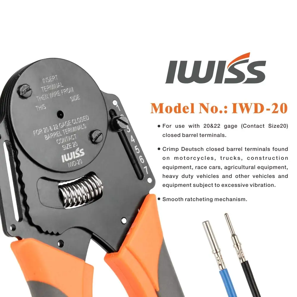 IWD-20 Solid Aviation terminal crimping pliers tools  0.35-0.5mm 20-22AWGHand Tools Crimping for  Deutsch Harting terminal