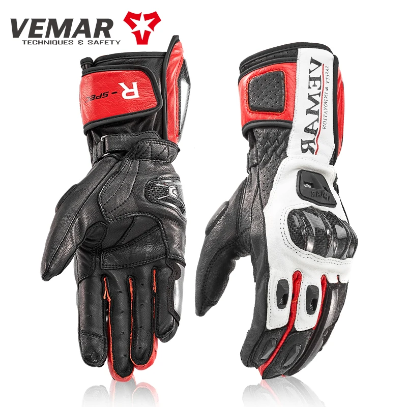 Vemar Men Motocross Protective Gear Guantes Luvas High-End Racing Motorcycle Cycling Competition Genuine Leather Gloves Series