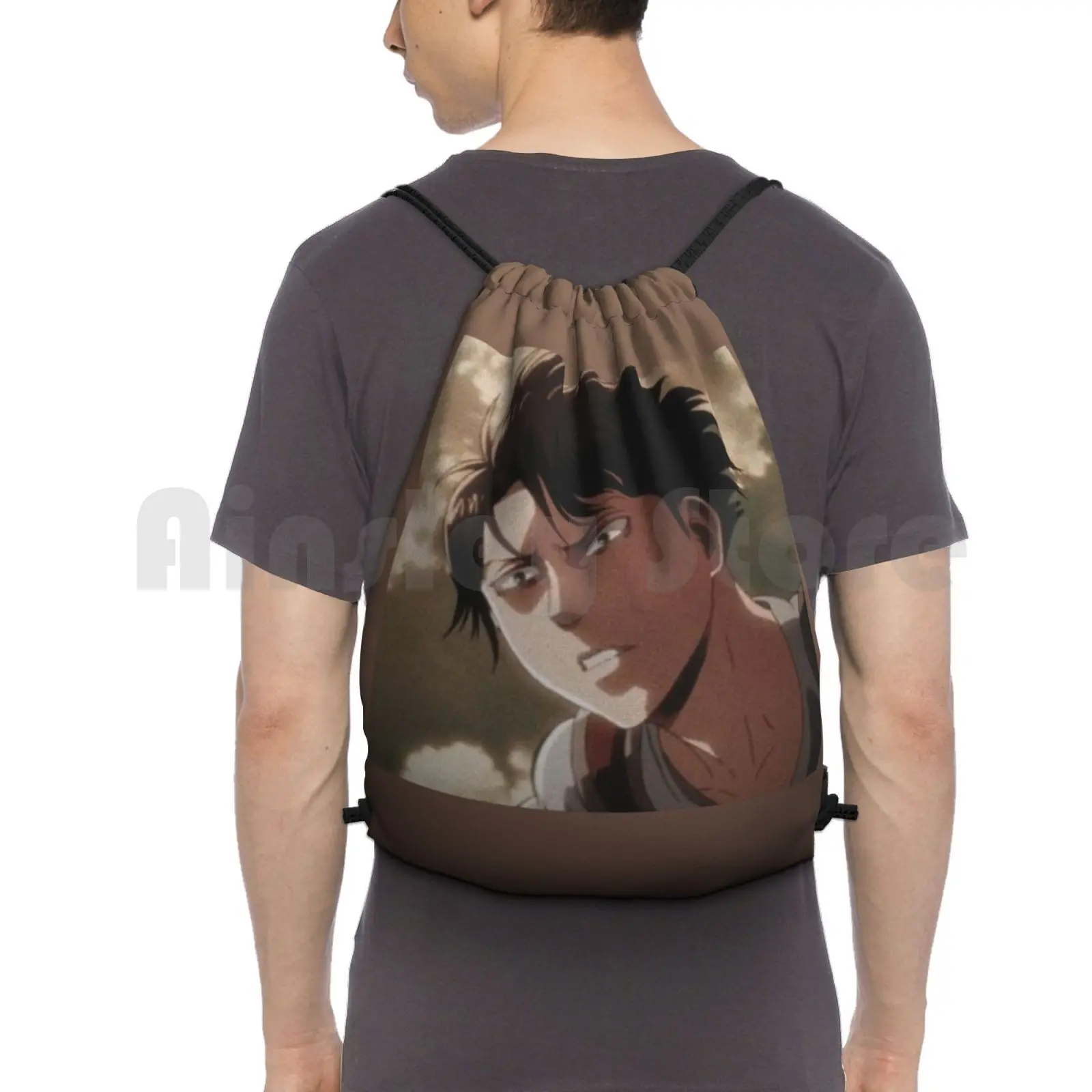 

Рюкзак Сумки на шнурке Спортивная сумка Водонепроницаемый Levi Aot Attack On Titan Levi Anime Aot Attack On Titan Case Levi Case Anime