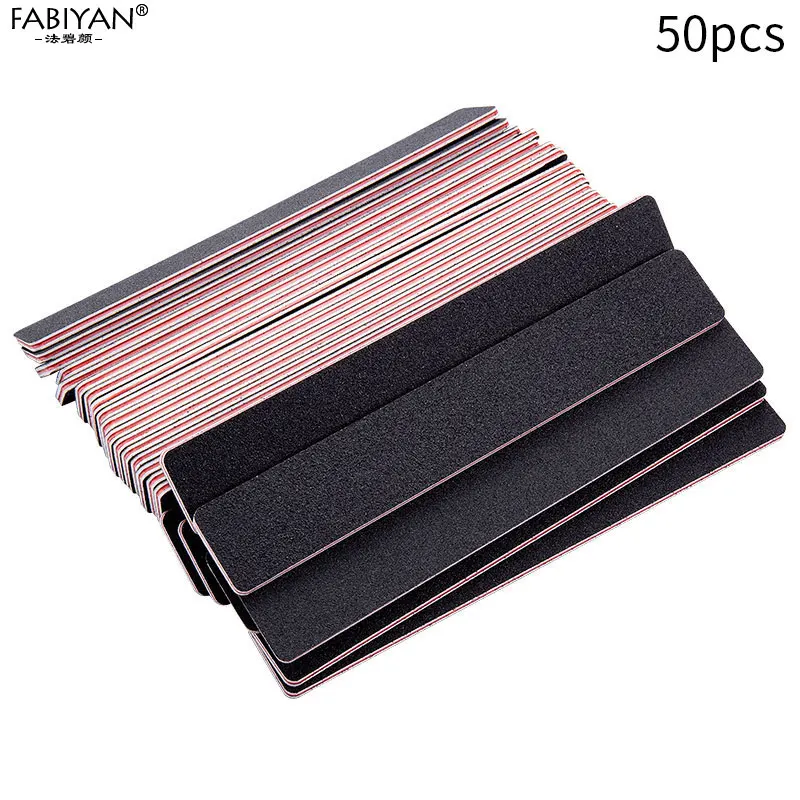 50pcs Professional Rectangle Nail Art Files Buffer Buffing Tips Slim Crescent Grit 100/180 Set