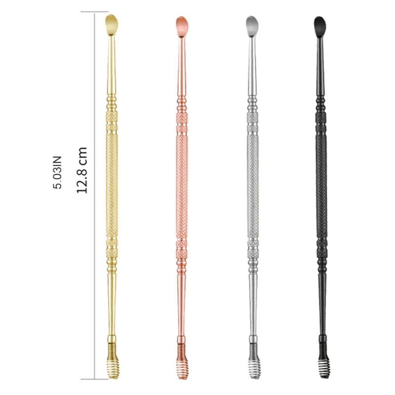 Double Heads Stainless Steel Dual-ended Ear Pick Spiral Wax Remover Curette Spoon Clean Tool 360Β° Helix Swab Drop Shipping