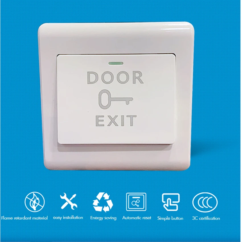 NO/COM Push to Exit Button for Door Access Control System Wall Mounted Door Exit Button Release Switch Panel Access Control