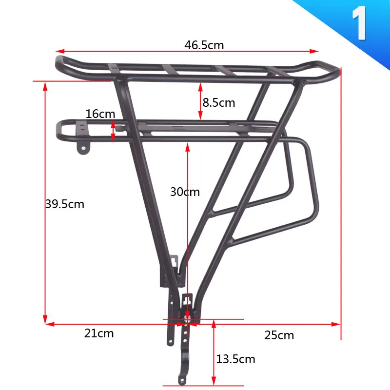 Bike Luggage Rack Double Layer Black 26inch 28inch 700C Bicycle Battery Rear Carrier Adjustable Duty Bike Hanger