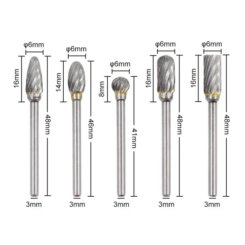 10 adet Tungsten karbür matkap uçları Metal çapak Tungstenio Burs Cnc freze kesicisi Dremel Mini koni matkap seti aksesuarları