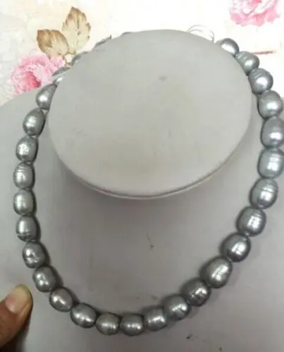 

elegant 13-14mm natural cultured gray baroque pearl necklace 18inch