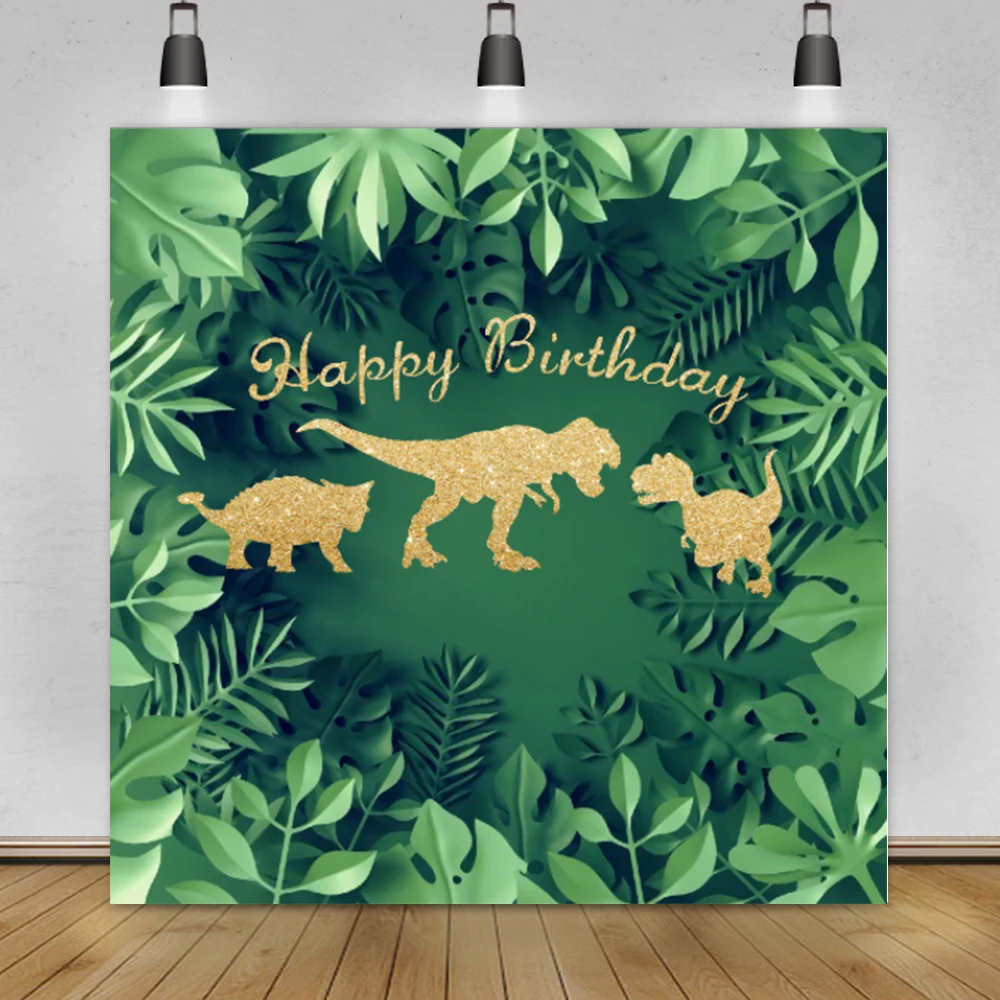 Laeacco Tropical  Jungle Forest Safari Dinosaur Happy Birthday Party Photography Backdrop Baby Portrait Backgrounds Photo Studio